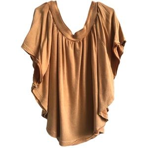 • Free People • Vibrant Mustard Orange Cotton Batwing Heavy Wide Scoop Neck Tee